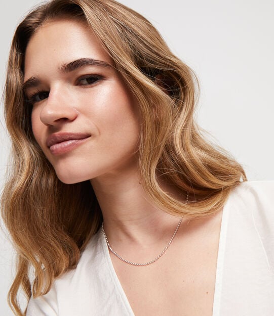 Link chain charm necklace, Silver, large